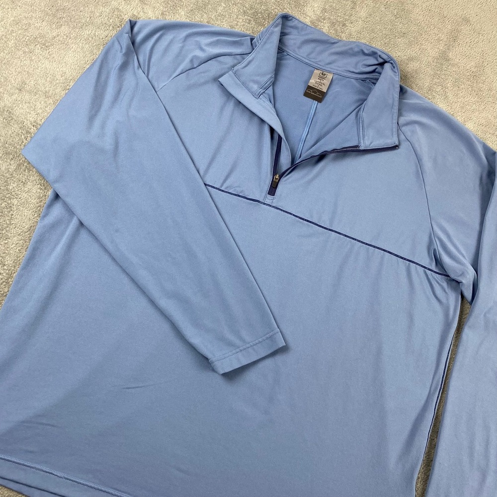 Sun Mountain Mens XL Pullover Blue Thermal Quarter Zip Golf Performance Top